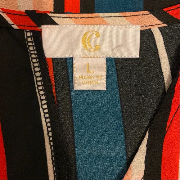 “C” Vibrant Striped Flare Cuff Long Sleeved Blouse - Picture 9 of 9